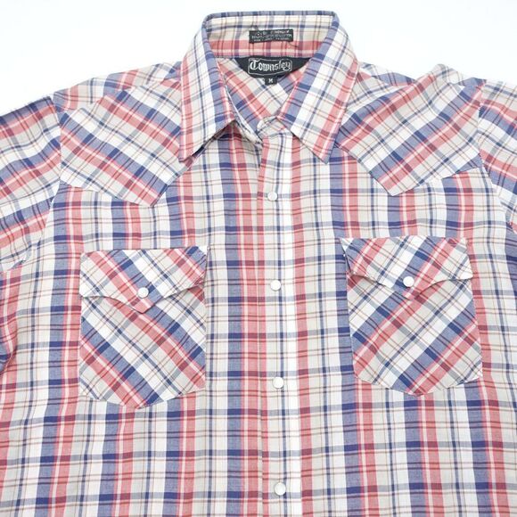 Townsley Shirt Men Medium Multicolor Check Polyester Pearl Snap Collared Classic - Picture 2 of 7